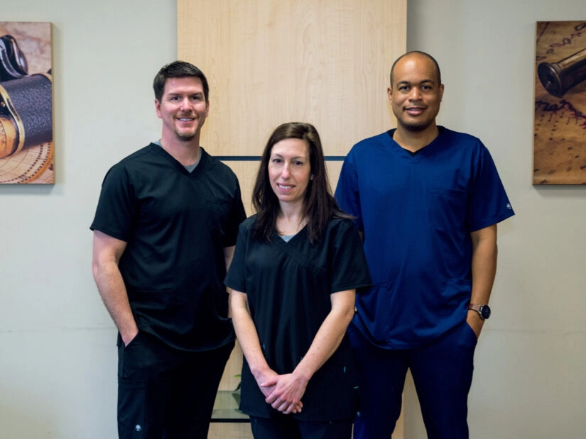 Three staff members at Simon Eye Fox Run.